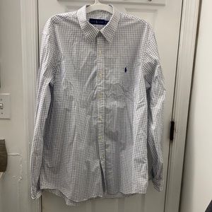 Ralph Lauren Polo XL White with blue checker board button down